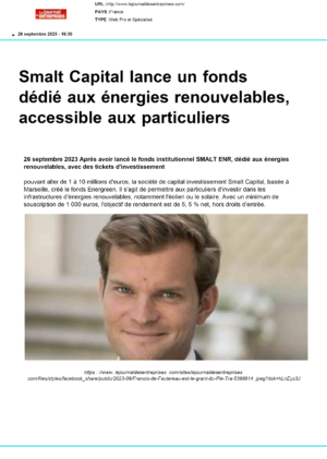 Article Le Journal des Entreprises • Smalt Capital